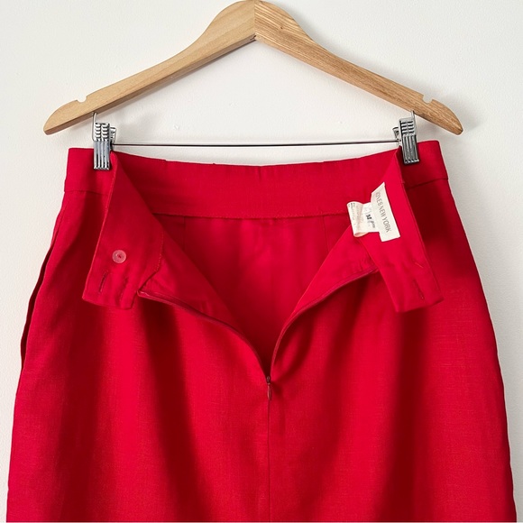 Jones New York Vintage Red Linen Blend Pencil Skirt Size 14 - Picture 7 of 11